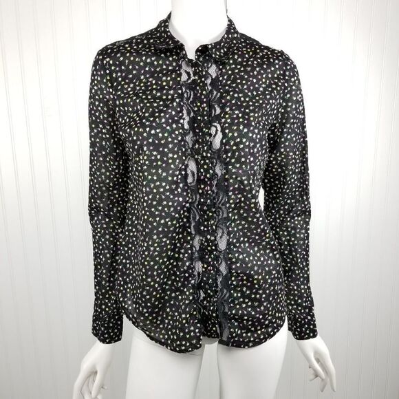 Lauren Conrad Floral Button Down Blouse Medium - Picture 1 of 7